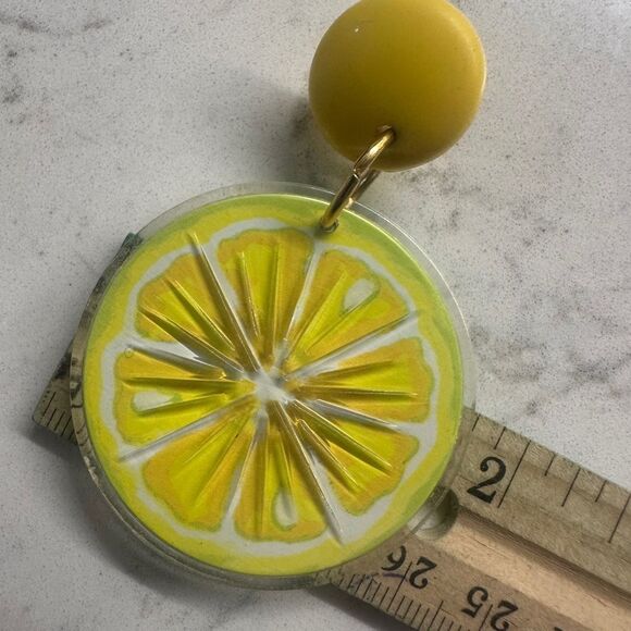 Anthropologie  Yellow Lemon Slice Earrings lemon earrings summer style - Picture 6 of 7